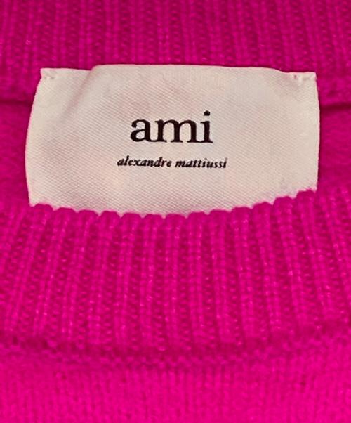 AMI Alexandre Mattiussi（アミアレクサンドルマテュッシ）AMI Alexandre Mattiussi (アミアレクサンドルマテュッシ) クルーネックニット ショッキングピンク サイズ:Mの古着・服飾アイテム