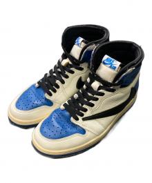 NIKE×Travis Scott×FRAGMENT DESIGN（ナイキ×トラヴィススコット×フラグメントデザイン）の古着「Air Jordan 1 Retro High OG SP "Military Blue"」｜ブルー×ホワイト