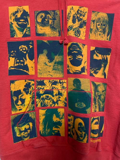 SUPREME（シュプリーム）Supreme (シュプリーム) Collage Grid Hooded Sweatshirt レッド サイズ:lの古着・服飾アイテム