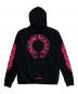 CHROME HEARTS（クロムハーツ）の古着「SWTSHRT HD ZIP 袖フローラルバックホースシュープリントジップアップパーカー」｜ブラック×ピンク