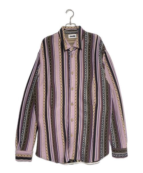 MAGLIANO（マリアーノ）MAGLIANO (マリアーノ) ストライプ ニット シャツジャケット ピンク×パープル サイズ:Sの古着・服飾アイテム