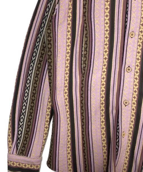 MAGLIANO（マリアーノ）MAGLIANO (マリアーノ) ストライプ ニット シャツジャケット ピンク×パープル サイズ:Sの古着・服飾アイテム