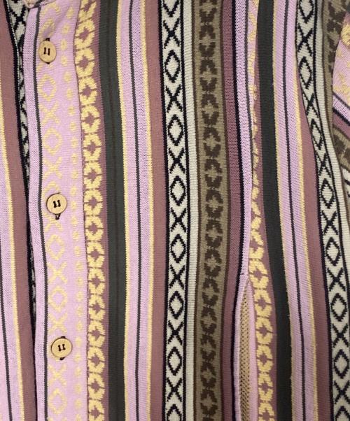 MAGLIANO（マリアーノ）MAGLIANO (マリアーノ) ストライプ ニット シャツジャケット ピンク×パープル サイズ:Sの古着・服飾アイテム