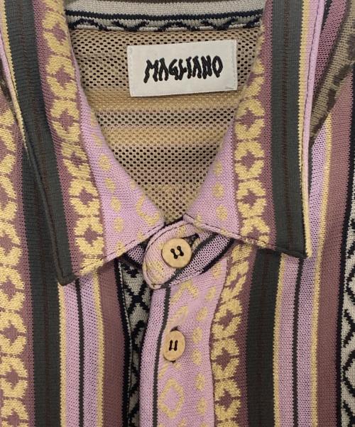MAGLIANO（マリアーノ）MAGLIANO (マリアーノ) ストライプ ニット シャツジャケット ピンク×パープル サイズ:Sの古着・服飾アイテム