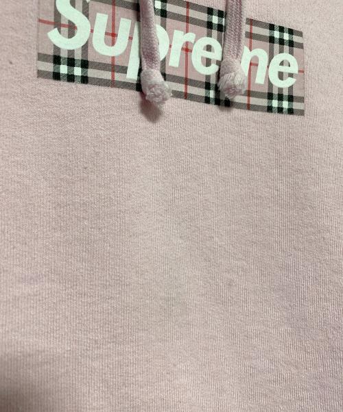 SUPREME（シュプリーム）SUPREME (シュプリーム) BURBERRY (バーバリー) Box Logo Hooded Sweat Shirt ピンク サイズ:Sの古着・服飾アイテム
