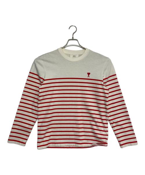 AMI Alexandre Mattiussi（アミアレクサンドルマテュッシ）AMI Alexandre Mattiussi (アミアレクサンドルマテュッシ) ボーダーカットソー ホワイト×レッド サイズ:Mの古着・服飾アイテム