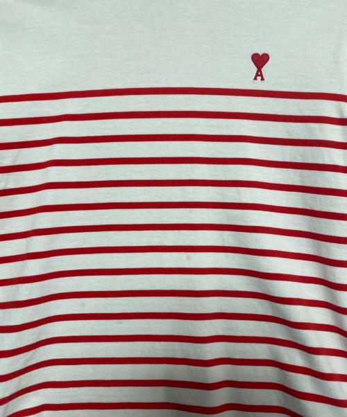 AMI Alexandre Mattiussi（アミアレクサンドルマテュッシ）AMI Alexandre Mattiussi (アミアレクサンドルマテュッシ) ボーダーカットソー ホワイト×レッド サイズ:Mの古着・服飾アイテム