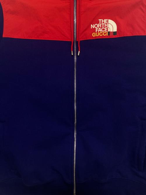 GUCCI（グッチ）GUCCI (グッチ) THE NORTH FACE (ザ ノース フェイス) Felt Cotton Jersey レッド×ブルー サイズ:XXLの古着・服飾アイテム