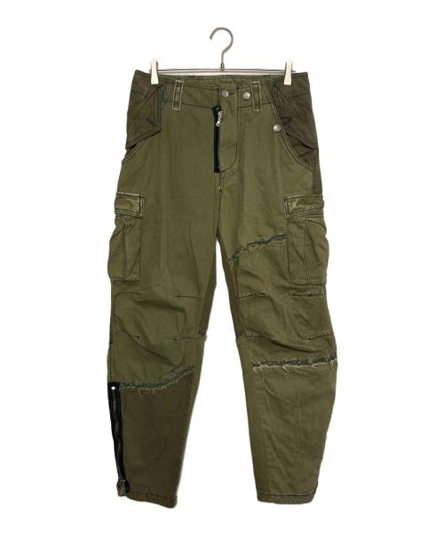 DOLCE & GABBANA（ドルチェ＆ガッバーナ）DOLCE & GABBANA (ドルチェ＆ガッバーナ) アーカイブ異素材切替カーゴパンツ グリーン サイズ:44の古着・服飾アイテム