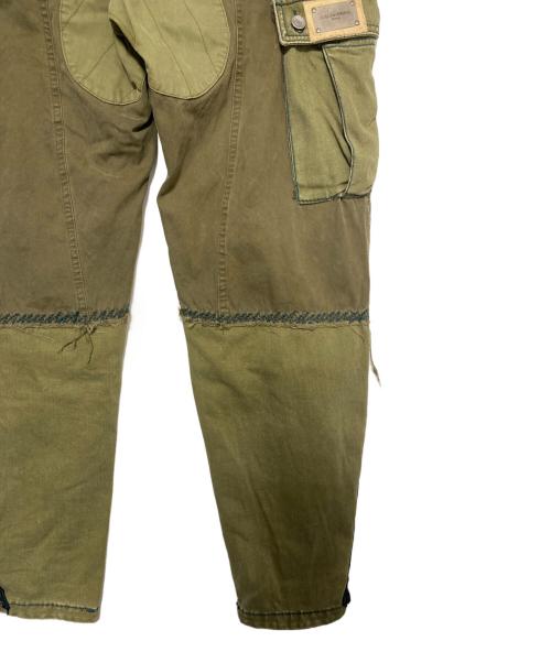 DOLCE & GABBANA（ドルチェ＆ガッバーナ）DOLCE & GABBANA (ドルチェ＆ガッバーナ) アーカイブ異素材切替カーゴパンツ グリーン サイズ:44の古着・服飾アイテム