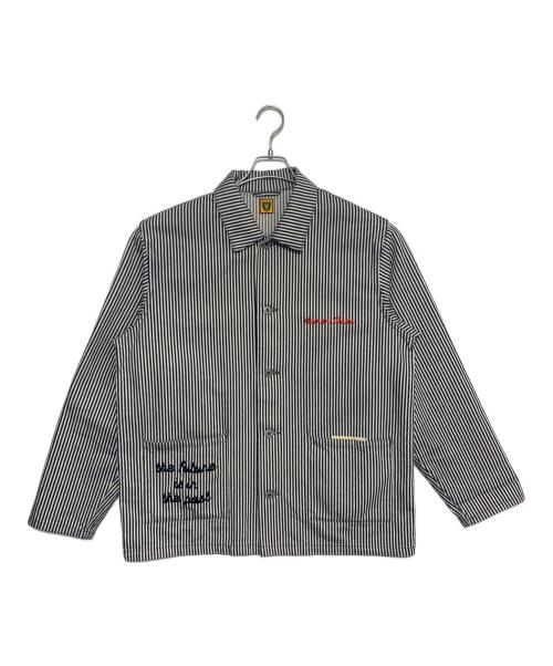 HUMAN MADE（ヒューマンメイド）HUMAN MADE (ヒューマンメイド) ストライプカバーオール ホワイト×ブラック サイズ:XLの古着・服飾アイテム