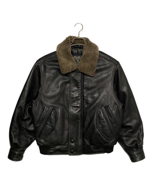 Eddie Bauer（エディーバウアー）Eddie Bauer (エディーバウアー) ダウンレザージャケット ブラック サイズ:Sの古着・服飾アイテム