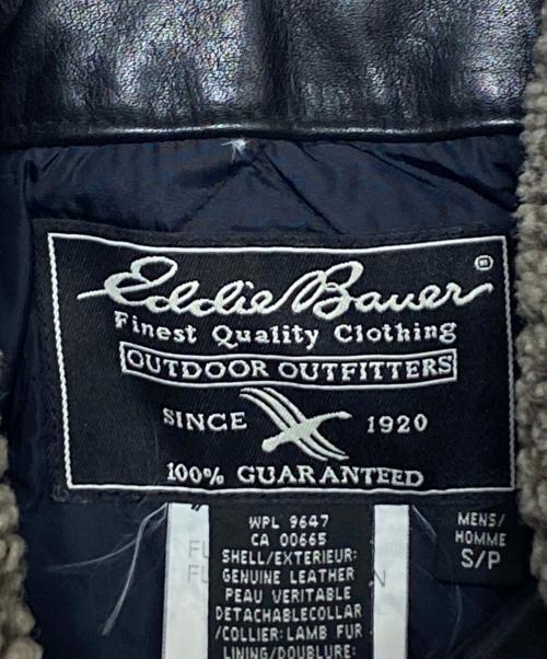 Eddie Bauer（エディーバウアー）Eddie Bauer (エディーバウアー) ダウンレザージャケット ブラック サイズ:Sの古着・服飾アイテム