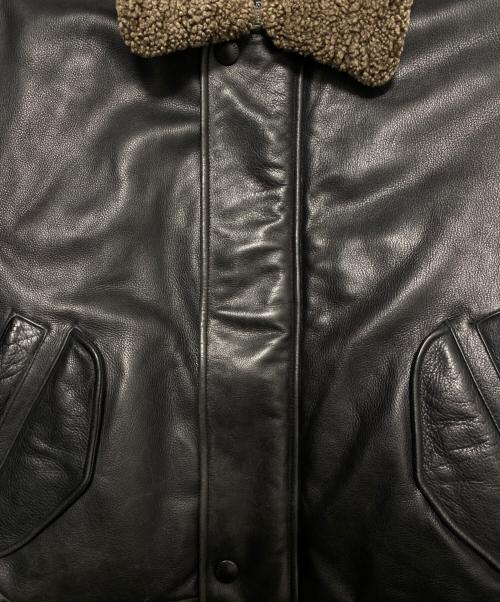 Eddie Bauer（エディーバウアー）Eddie Bauer (エディーバウアー) ダウンレザージャケット ブラック サイズ:Sの古着・服飾アイテム