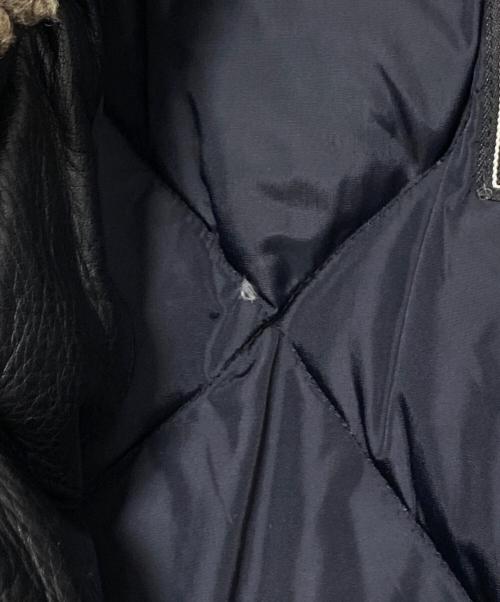 Eddie Bauer（エディーバウアー）Eddie Bauer (エディーバウアー) ダウンレザージャケット ブラック サイズ:Sの古着・服飾アイテム