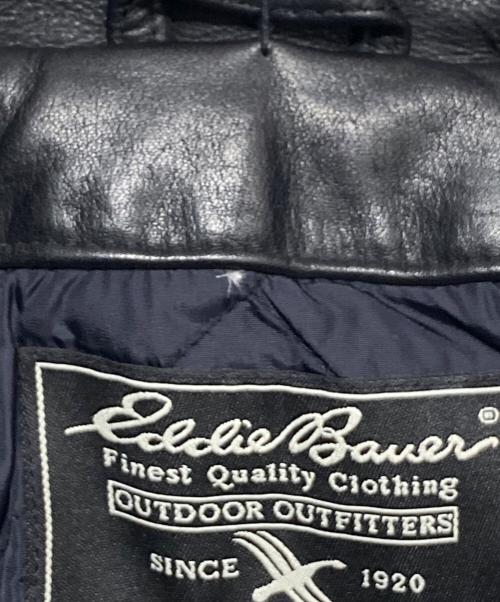 Eddie Bauer（エディーバウアー）Eddie Bauer (エディーバウアー) ダウンレザージャケット ブラック サイズ:Sの古着・服飾アイテム
