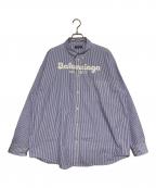 BALENCIAGAバレンシアガ）の古着「フロントロゴ ストライプ シャツ」｜ブルー×ホワイト