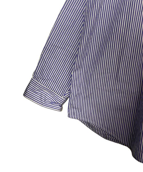 BALENCIAGA（バレンシアガ）BALENCIAGA (バレンシアガ) フロントロゴ ストライプ シャツ ブルー×ホワイト サイズ:38の古着・服飾アイテム