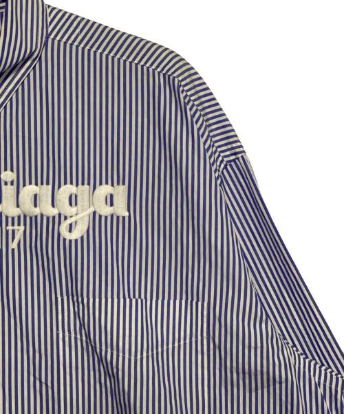 BALENCIAGA（バレンシアガ）BALENCIAGA (バレンシアガ) フロントロゴ ストライプ シャツ ブルー×ホワイト サイズ:38の古着・服飾アイテム