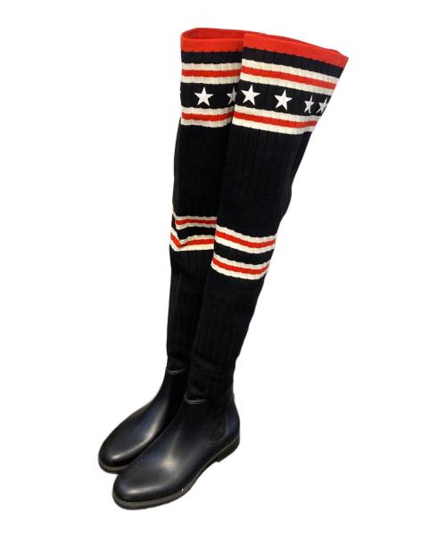 GIVENCHY（ジバンシィ）GIVENCHY (ジバンシィ) オーバーニー ソックス レイン ブーツ ブラック サイズ:36の古着・服飾アイテム