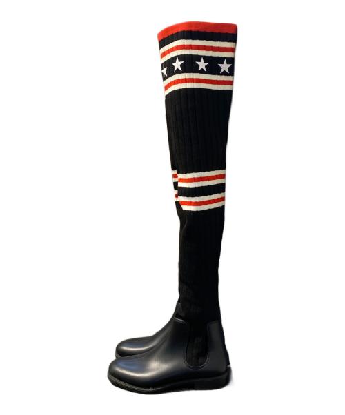 GIVENCHY（ジバンシィ）GIVENCHY (ジバンシィ) オーバーニー ソックス レイン ブーツ ブラック サイズ:36の古着・服飾アイテム