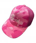 A BATHING APE×stussyアベイシングエイプ×ステューシー）の古着「TRUCKE CAP」｜ピンク