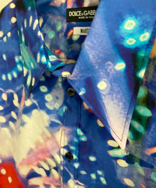 DOLCE & GABBANA（ドルチェ＆ガッバーナ）DOLCE & GABBANA (ドルチェ＆ガッバーナ) Purple Luminarie Silk Slim MARTINI Shirt ブルー サイズ:40の古着・服飾アイテム