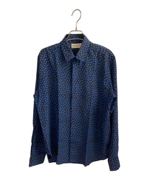SAINTLAURENT（サンローラン）SAINTLAURENT (サンローラン) ランダムドット ロングスリーブシャツ　 ブラック×ブルー サイズ:38の古着・服飾アイテム