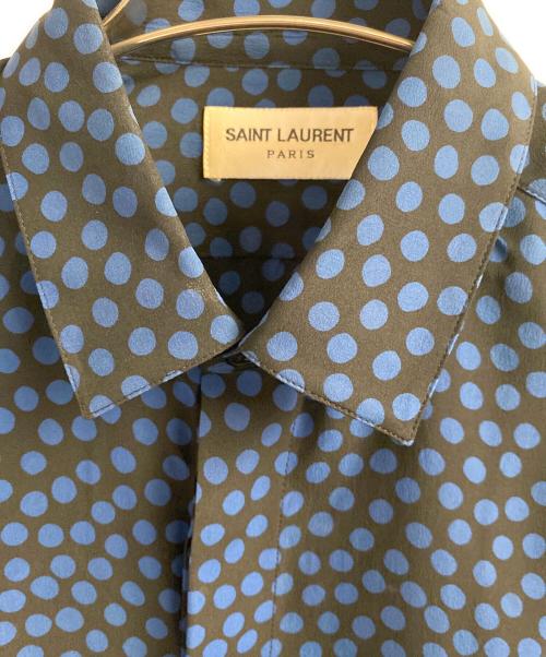 SAINTLAURENT（サンローラン）SAINTLAURENT (サンローラン) ランダムドット ロングスリーブシャツ　 ブラック×ブルー サイズ:38の古着・服飾アイテム