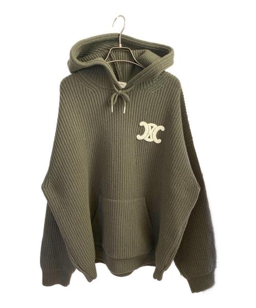 CELINE（セリーヌ）CELINE (セリーヌ) ロゴニットパーカー グリーン サイズ:Sの古着・服飾アイテム