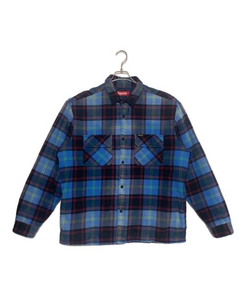 SUPREME（シュプリーム）Supreme (シュプリーム) Quilted Plaid Shirt ブラック×ブルー サイズ:Lの古着・服飾アイテム