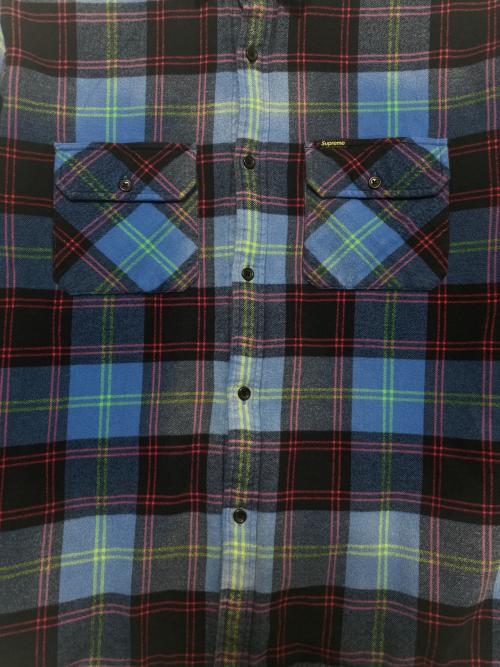 SUPREME（シュプリーム）Supreme (シュプリーム) Quilted Plaid Shirt ブラック×ブルー サイズ:Lの古着・服飾アイテム