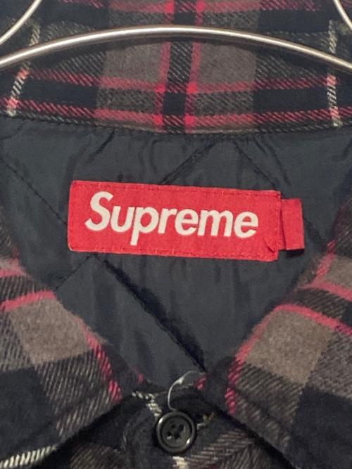 SUPREME（シュプリーム）Supreme (シュプリーム) 24FW Quilted Plaid Shirt ブラック×レッド サイズ:Lの古着・服飾アイテム