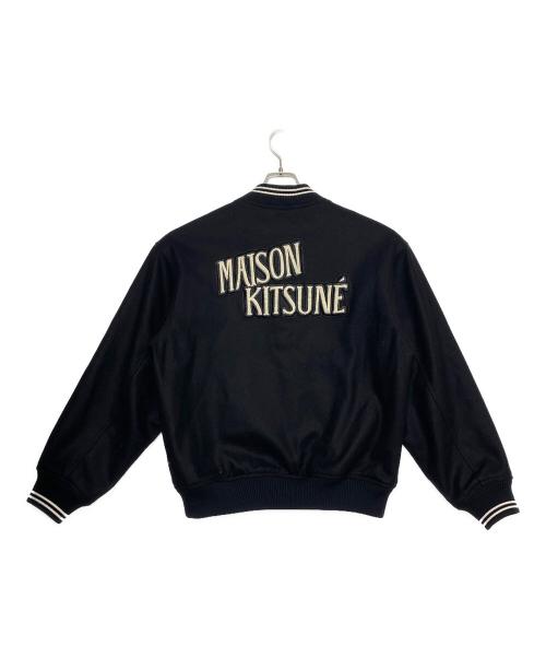 maison kitsune（メゾンキツネ）MAISON KITSUNE (メゾンキツネ) VARSITY TEDDY BLOUSON ブラック サイズ:Lの古着・服飾アイテム