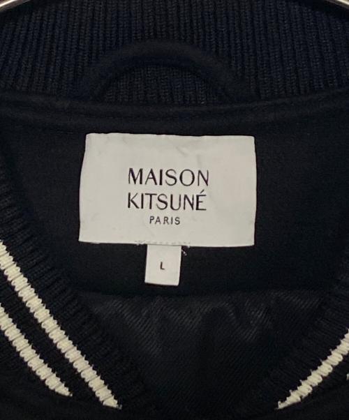 maison kitsune（メゾンキツネ）MAISON KITSUNE (メゾンキツネ) VARSITY TEDDY BLOUSON ブラック サイズ:Lの古着・服飾アイテム