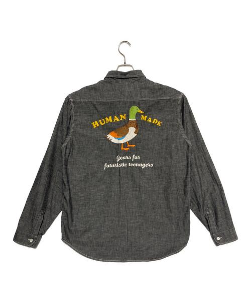 HUMAN MADE（ヒューマンメイド）HUMAN MADE (ヒューマンメイド) シャンブレーロングリーブシャツ グレー サイズ:XLの古着・服飾アイテム