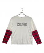 CELINEセリーヌ）の古着「コットン ロングTシャツ」｜ホワイト×レッド
