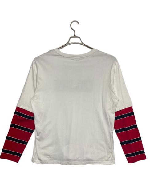 CELINE（セリーヌ）CELINE (セリーヌ) コットン ロングTシャツ ホワイト×レッド サイズ:Lの古着・服飾アイテム