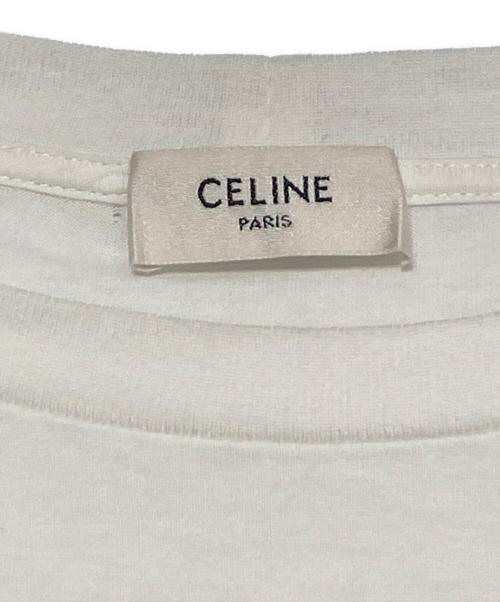 CELINE（セリーヌ）CELINE (セリーヌ) コットン ロングTシャツ ホワイト×レッド サイズ:Lの古着・服飾アイテム