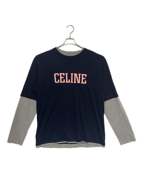 CELINE（セリーヌ）CELINE (セリーヌ) レイヤードルーズ長袖カットソー ネイビー サイズ:Lの古着・服飾アイテム