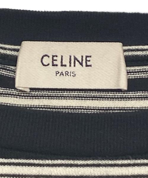 CELINE（セリーヌ）CELINE (セリーヌ) ボーダー ロングポケットカットソー ブラック×ホワイト サイズ:Lの古着・服飾アイテム