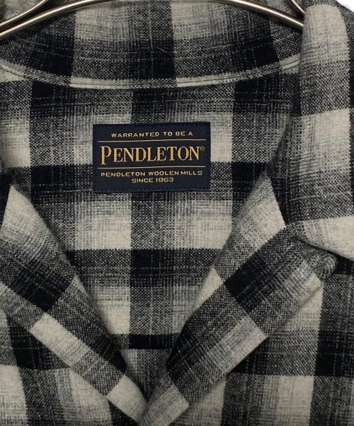 PENDLETON（ペンドルトン）PENDLETON (ペンドルトン) WACKO MARIA (ワコマリア) WOOL OMBRE CHECK OPEN COLLAR SHIRT ホワイト×ブラック サイズ:xlの古着・服飾アイテム