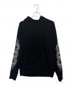 CHROME HEARTSクロムハーツ）の古着「Y NOT Floral Cross Embroidery Cashmere Knit Pullover Hoodie」｜ブラック