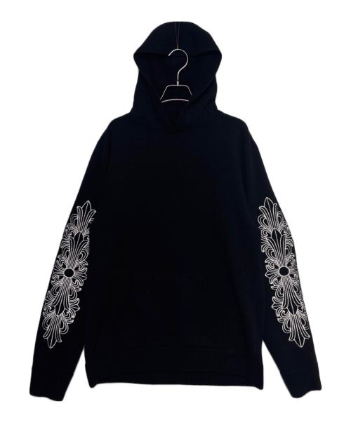 CHROME HEARTS（クロムハーツ）CHROME HEARTS (クロムハーツ) Y NOT Floral Cross Embroidery Cashmere Knit Pullover Hoodie ブラック サイズ:Lの古着・服飾アイテム