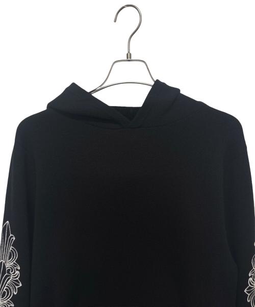 CHROME HEARTS（クロムハーツ）CHROME HEARTS (クロムハーツ) Y NOT Floral Cross Embroidery Cashmere Knit Pullover Hoodie ブラック サイズ:Lの古着・服飾アイテム
