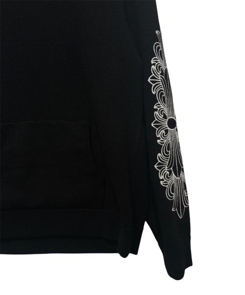 CHROME HEARTS（クロムハーツ）CHROME HEARTS (クロムハーツ) Y NOT Floral Cross Embroidery Cashmere Knit Pullover Hoodie ブラック サイズ:Lの古着・服飾アイテム