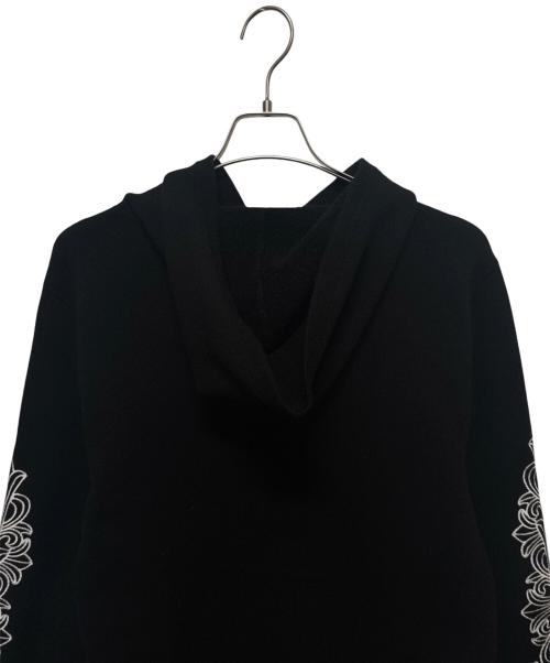 CHROME HEARTS（クロムハーツ）CHROME HEARTS (クロムハーツ) Y NOT Floral Cross Embroidery Cashmere Knit Pullover Hoodie ブラック サイズ:Lの古着・服飾アイテム