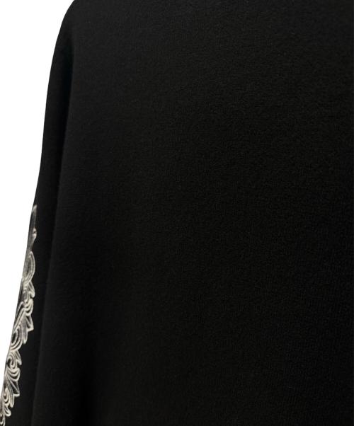 CHROME HEARTS（クロムハーツ）CHROME HEARTS (クロムハーツ) Y NOT Floral Cross Embroidery Cashmere Knit Pullover Hoodie ブラック サイズ:Lの古着・服飾アイテム