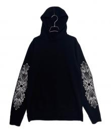 CHROME HEARTS（クロムハーツ）の古着「Y NOT Floral Cross Embroidery Cashmere Knit Pullover Hoodie」｜ブラック