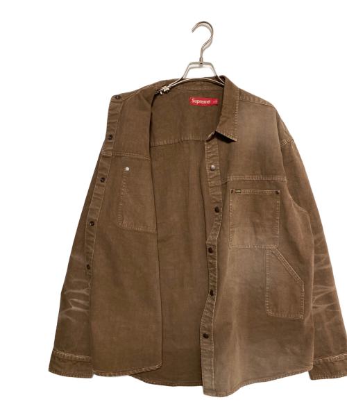 SUPREME（シュプリーム）Supreme (シュプリーム) Worn Snap Painter Shirt ブラウン サイズ:Lの古着・服飾アイテム